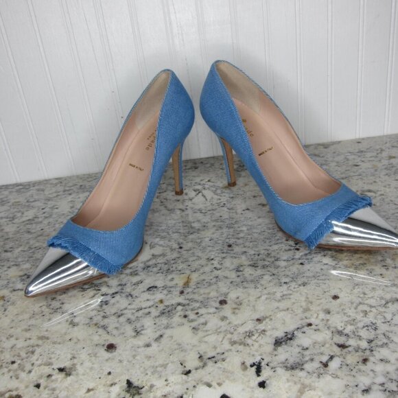 Kate Spade Luciana Fringe Denim Heels Size 8.5 - Picture 6 of 9